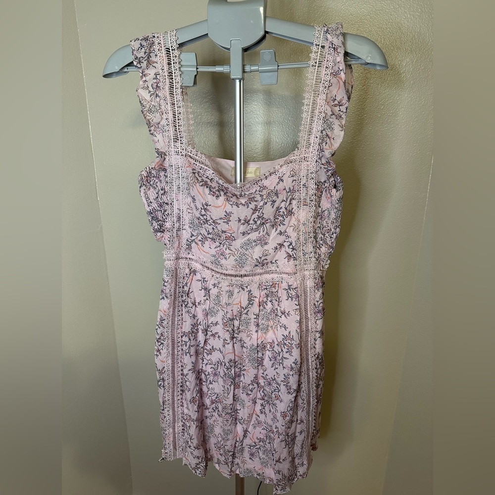 Altar'd State Pink Ruffled Tiered Midi Dress Sweetheart Neckline
